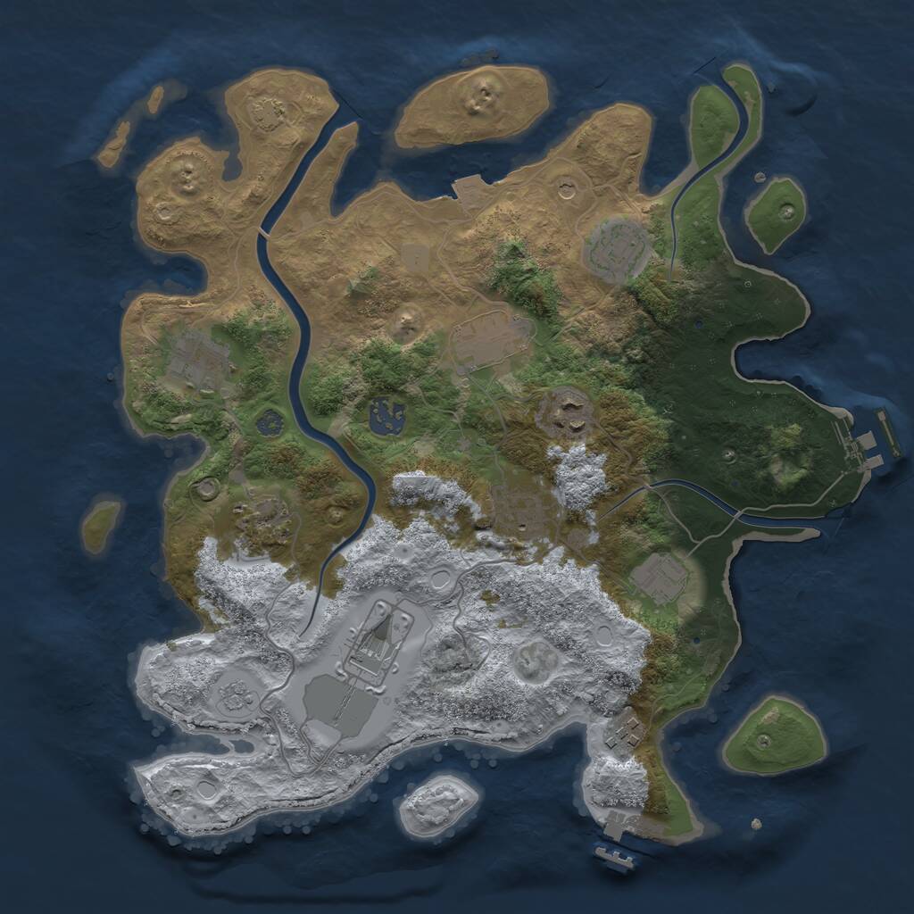 Rust Map: Procedural Map, Size: 3500, Seed: 1581887631, 17 Monuments