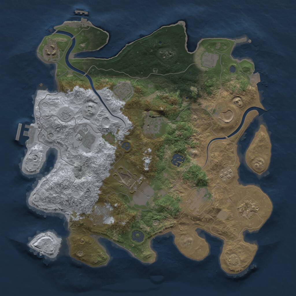 Rust Map: Procedural Map, Size: 3500, Seed: 517675, 19 Monuments