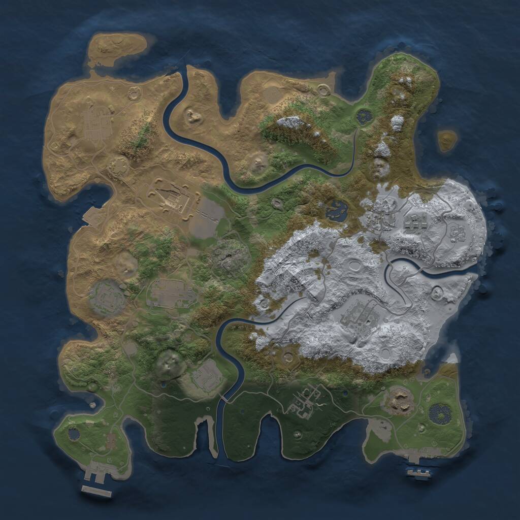 Rust Map: Procedural Map, Size: 3500, Seed: 678311, 16 Monuments