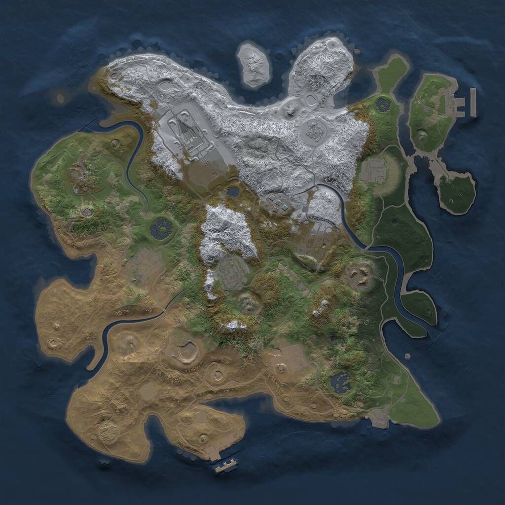 Rust Map: Procedural Map, Size: 3500, Seed: 609568408, 18 Monuments