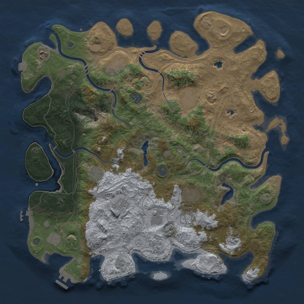 Rust Map: Procedural Map, Size: 4500, Seed: 1351983540, 17 Monuments