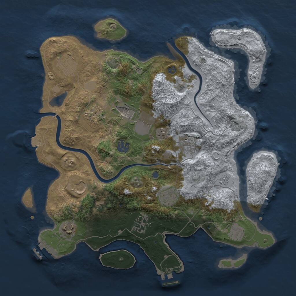 Rust Map: Procedural Map, Size: 3500, Seed: 1757184394, 18 Monuments