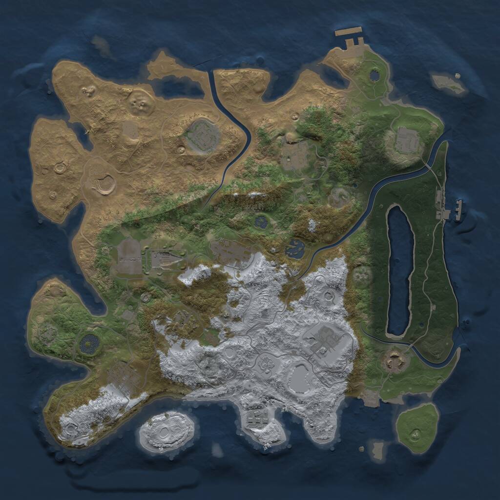 Rust Map: Procedural Map, Size: 3750, Seed: 712223, 19 Monuments