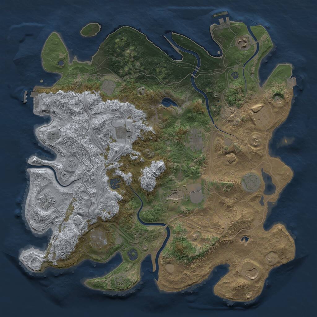 Rust Map: Procedural Map, Size: 4250, Seed: 771842122, 17 Monuments