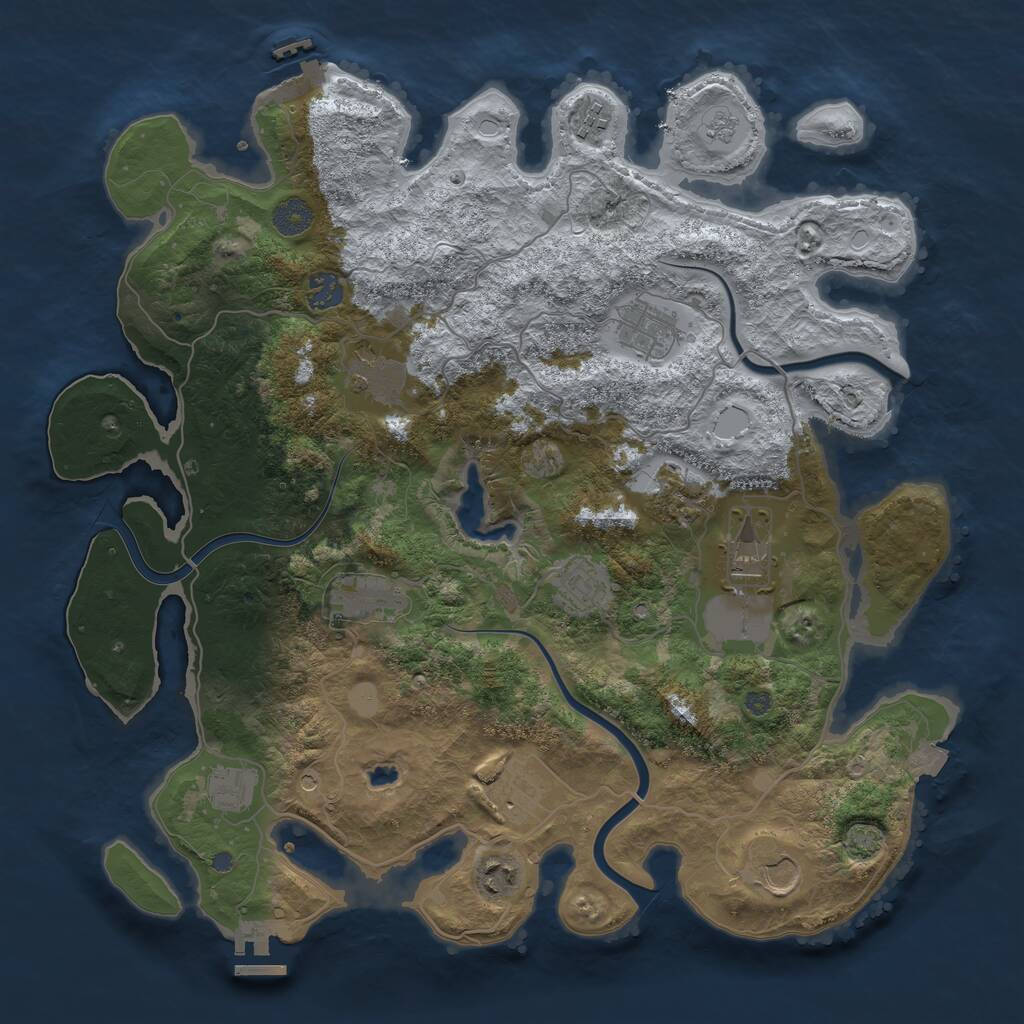 Rust Map: Procedural Map, Size: 4000, Seed: 2469963, 17 Monuments