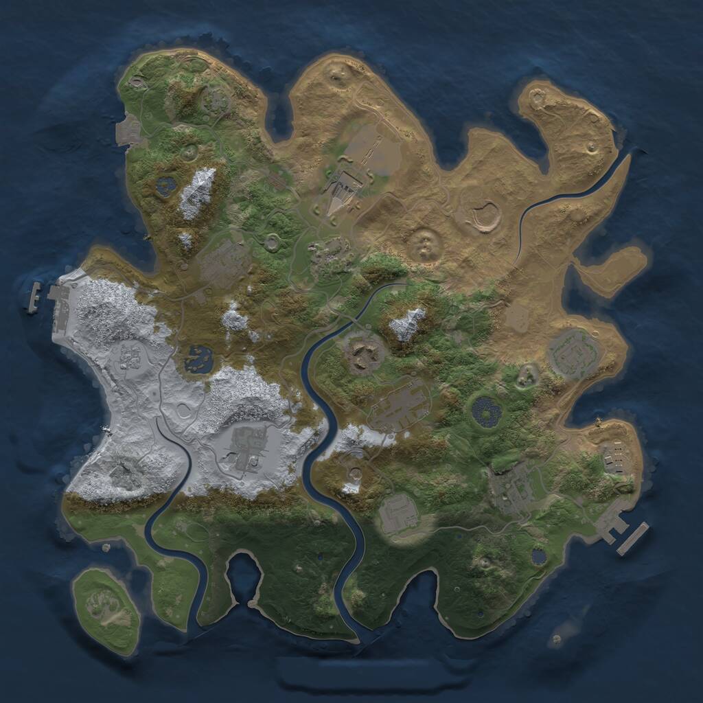 Rust Map: Procedural Map, Size: 3500, Seed: 108205031, 19 Monuments