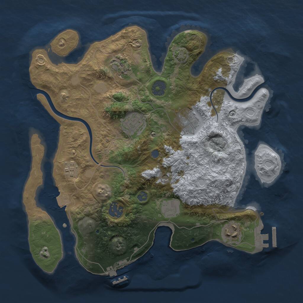 Rust Map: Procedural Map, Size: 3000, Seed: 1019523590, 13 Monuments