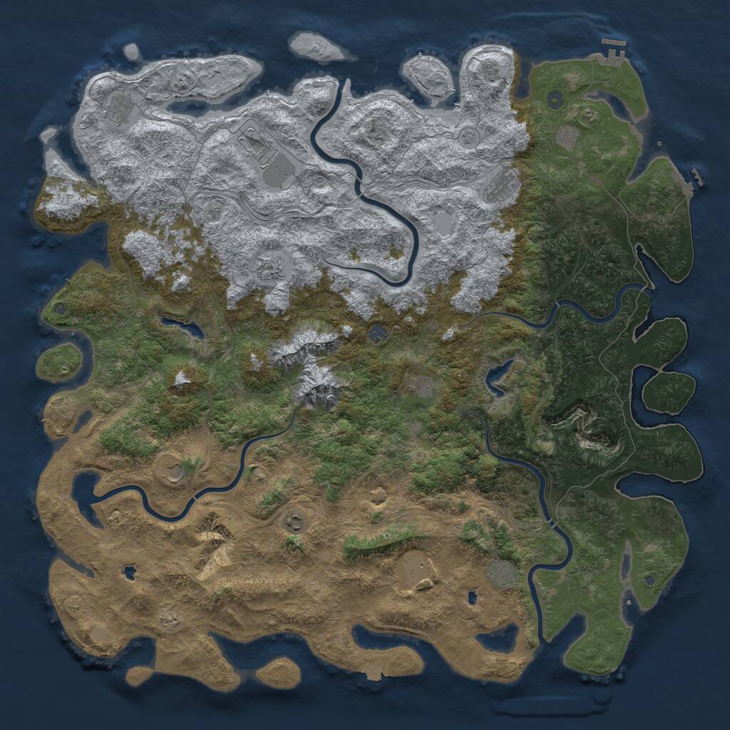 Rust Map: Procedural Map, Size: 6000, Seed: 1015246414, 19 Monuments