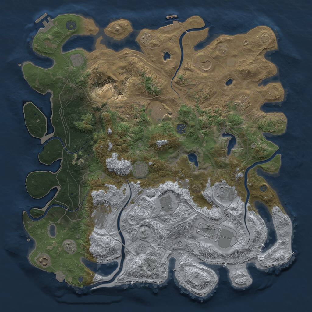 Rust Map: Procedural Map, Size: 4500, Seed: 199921642, 19 Monuments
