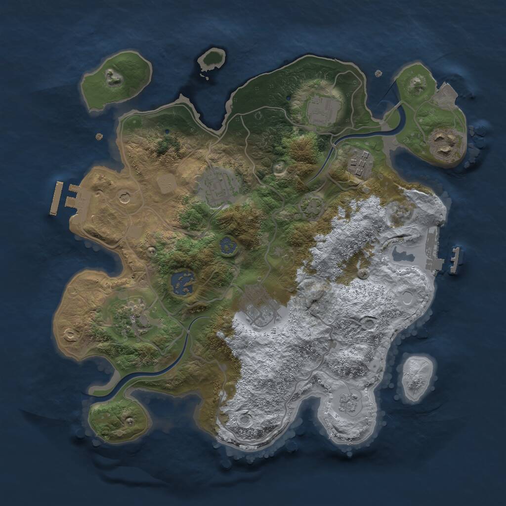 Rust Map: Procedural Map, Size: 3000, Seed: 619130159, 14 Monuments