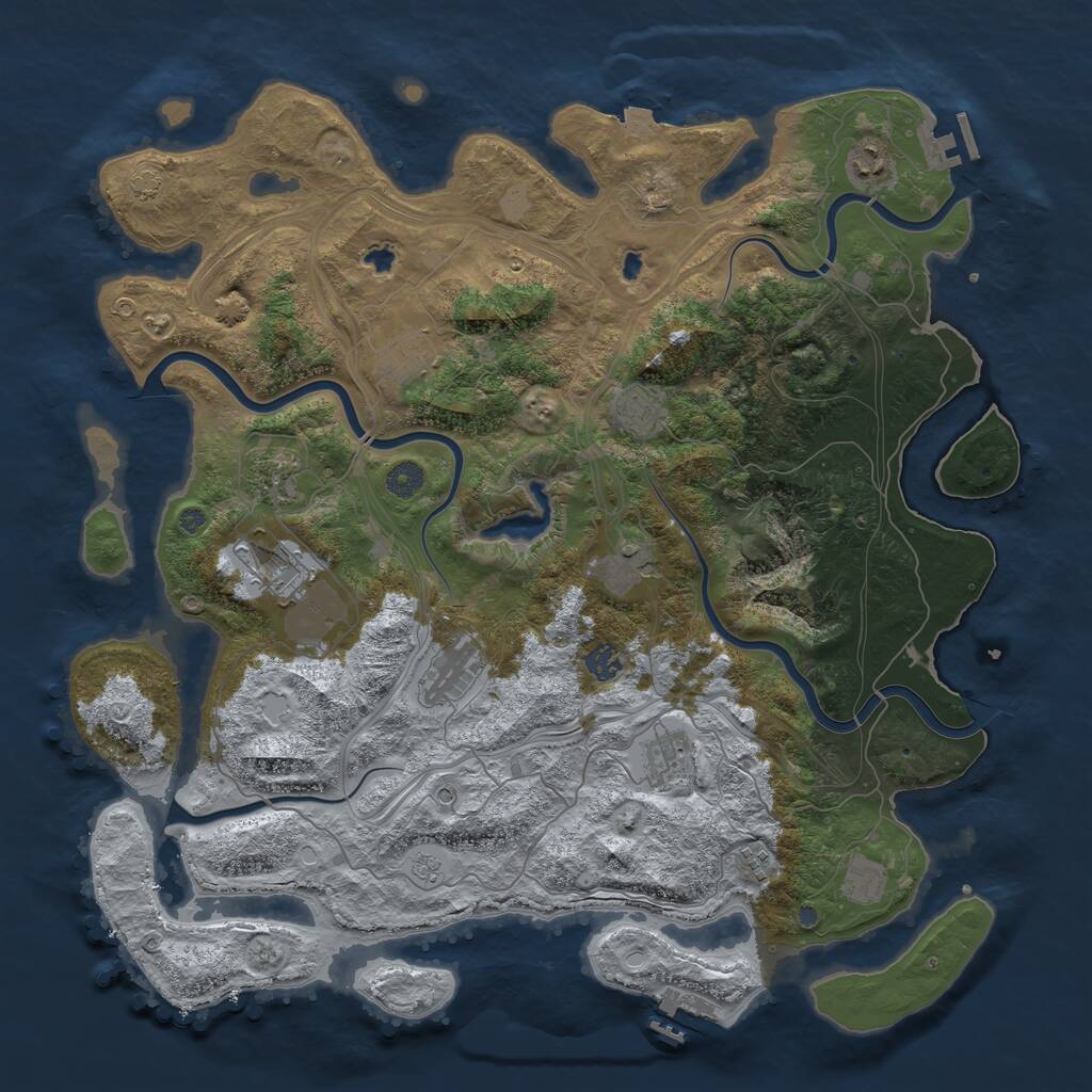 Rust Map: Procedural Map, Size: 4500, Seed: 1415873157, 18 Monuments