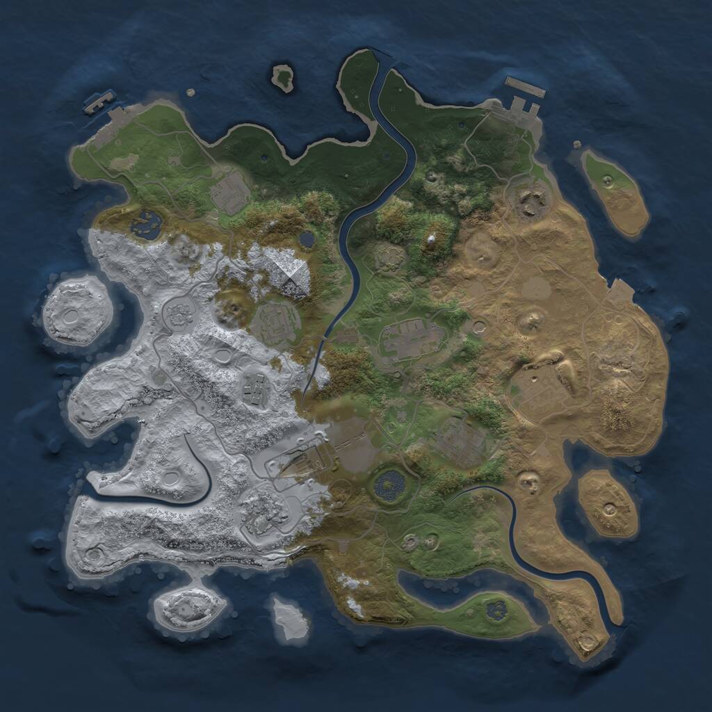 Rust Map: Procedural Map, Size: 3500, Seed: 1070417992, 17 Monuments