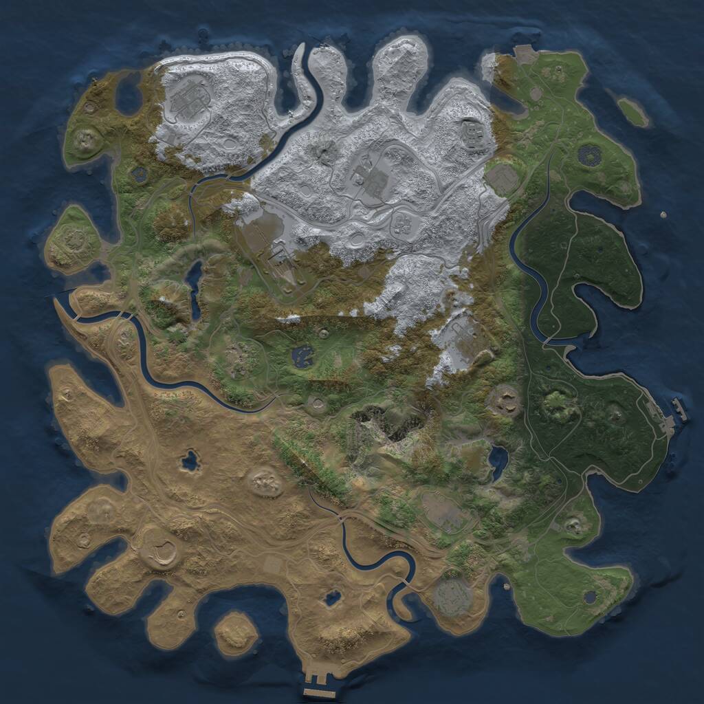Rust Map: Procedural Map, Size: 4500, Seed: 1346690934, 19 Monuments