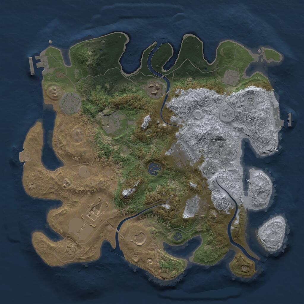 Rust Map: Procedural Map, Size: 3500, Seed: 1054959123, 15 Monuments