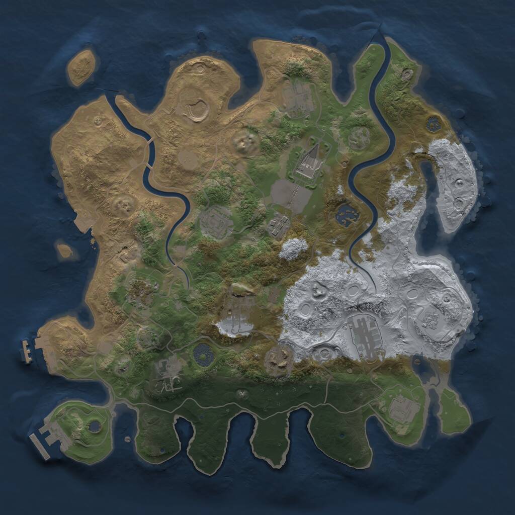 Rust Map: Procedural Map, Size: 3500, Seed: 1831805270, 19 Monuments