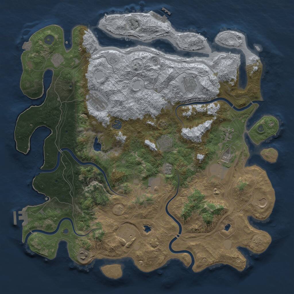 Rust Map: Procedural Map, Size: 4500, Seed: 28319060, 19 Monuments