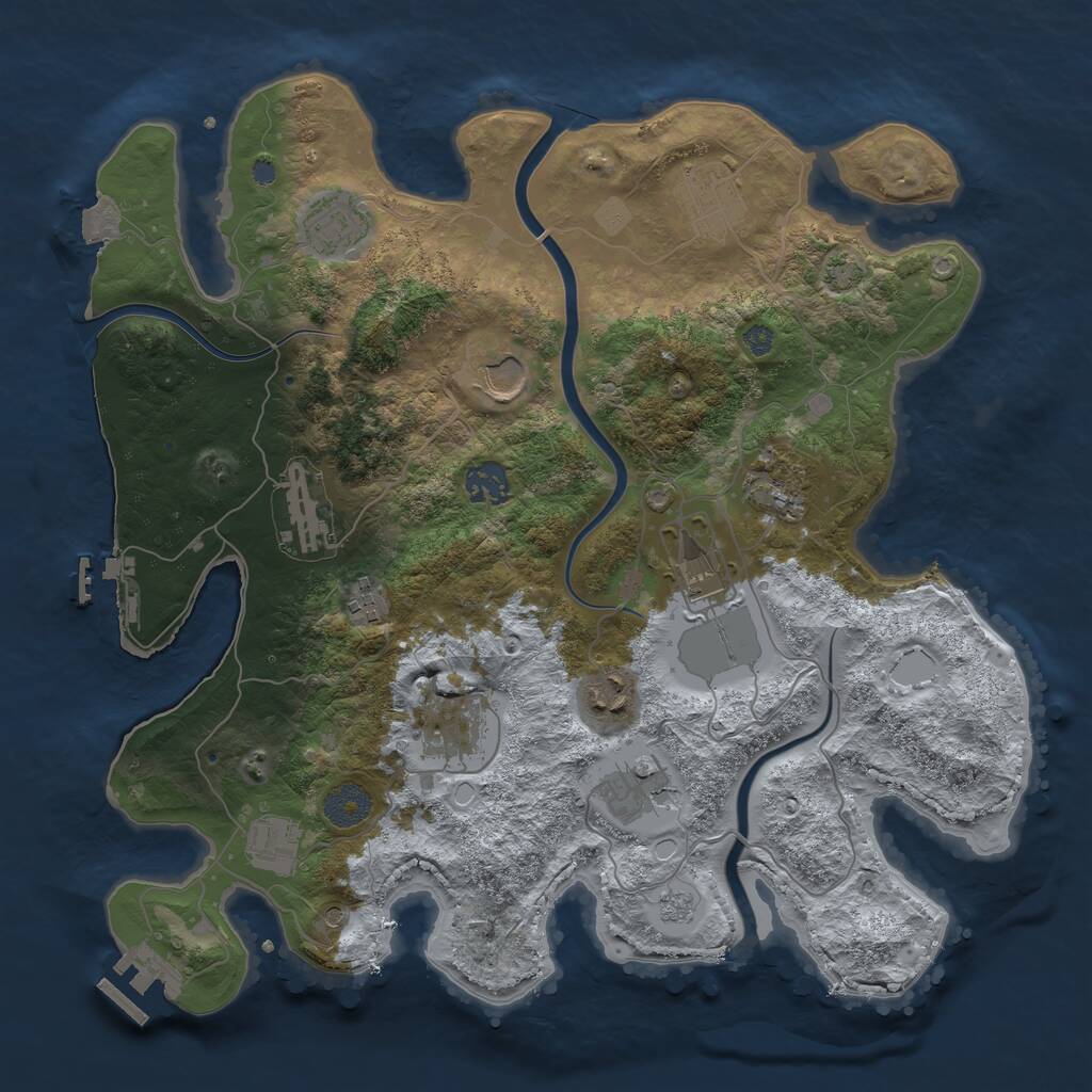 Rust Map: Procedural Map, Size: 3600, Seed: 168576, 17 Monuments