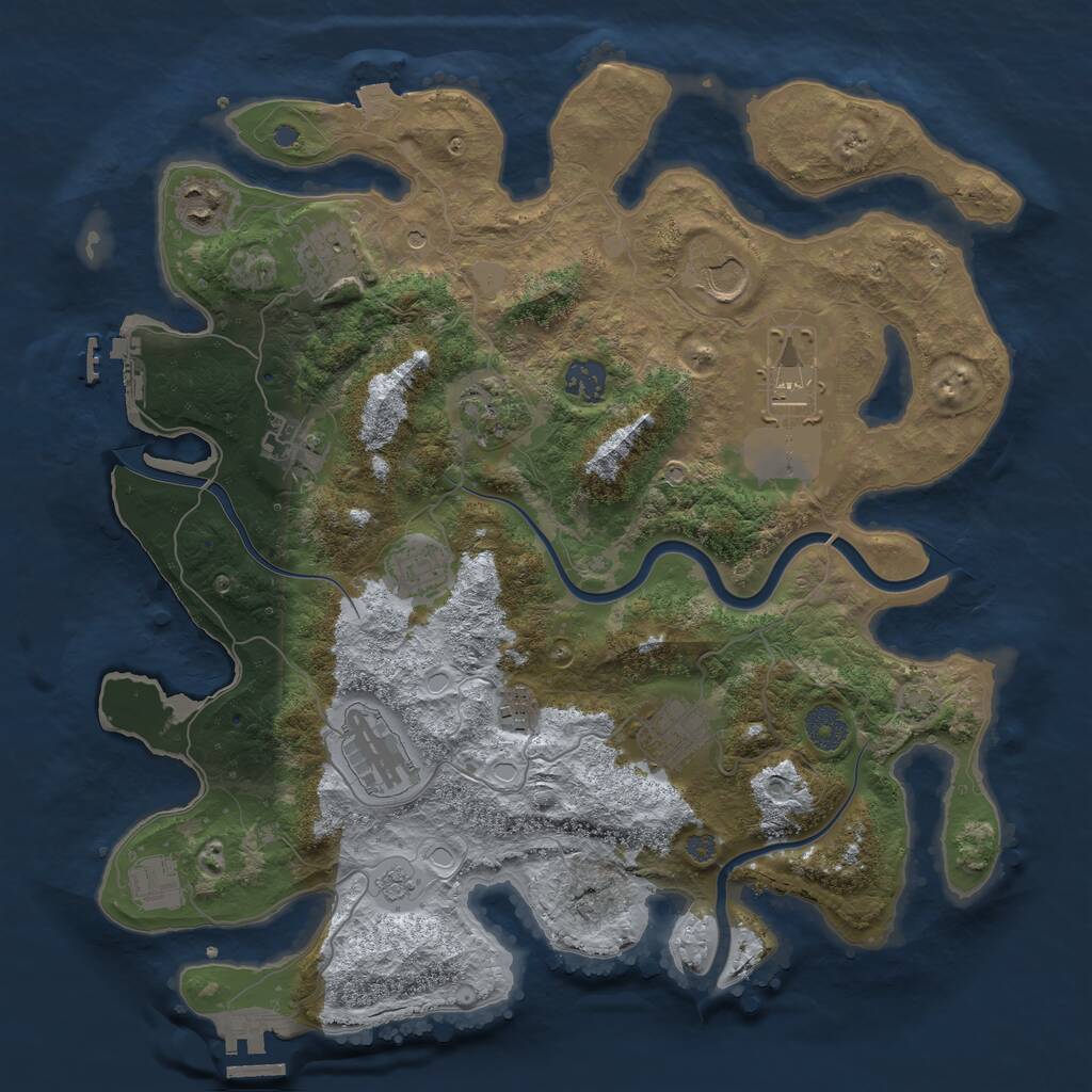 Rust Map: Procedural Map, Size: 3750, Seed: 956458658, 19 Monuments