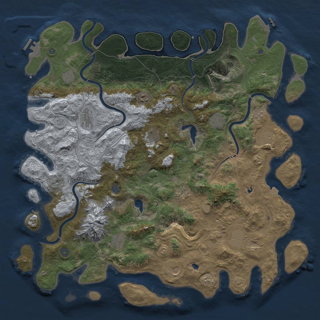 Rust Map: Procedural Map, Size: 5000, Seed: 1413580, 19 Monuments