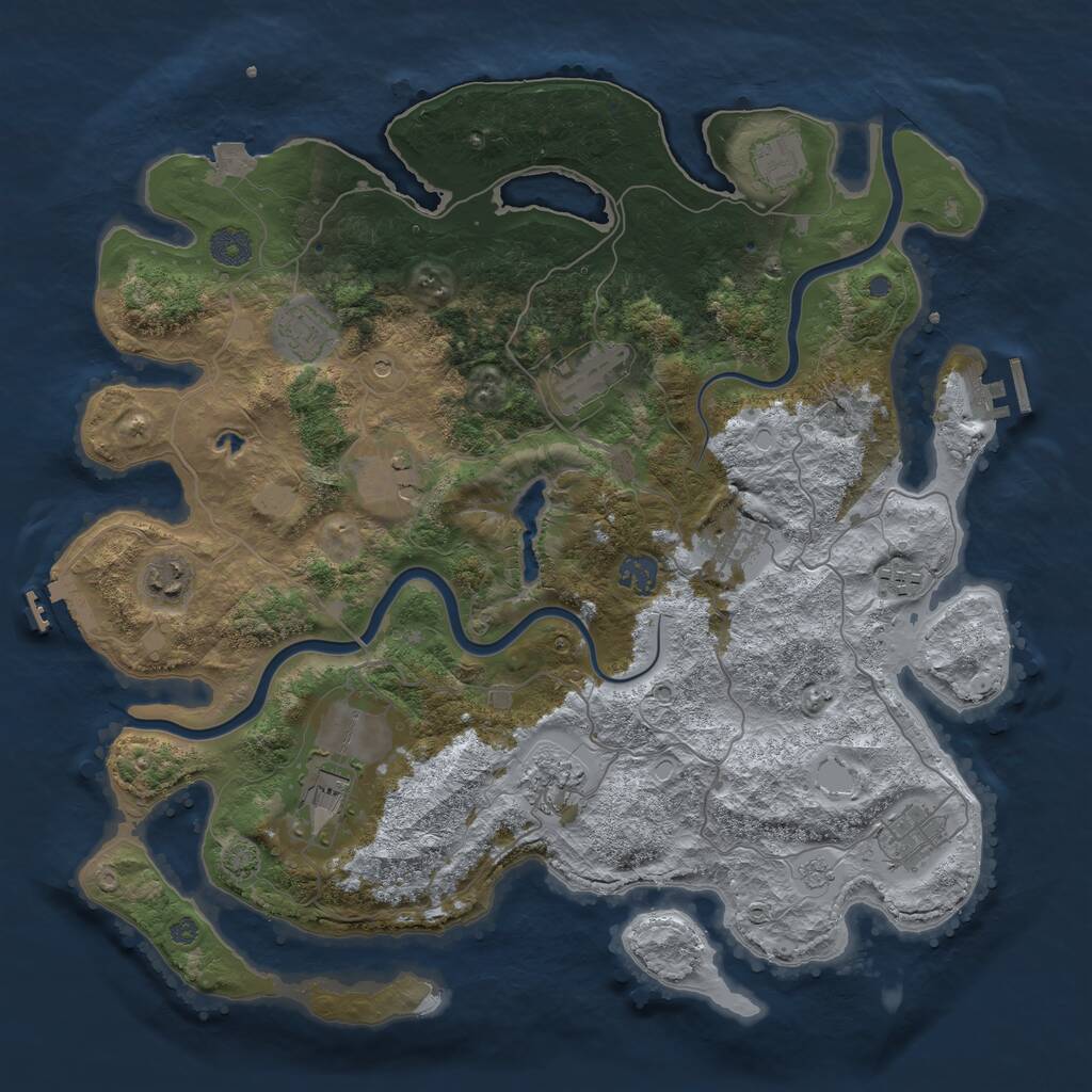 Rust Map: Procedural Map, Size: 4000, Seed: 3700183, 18 Monuments