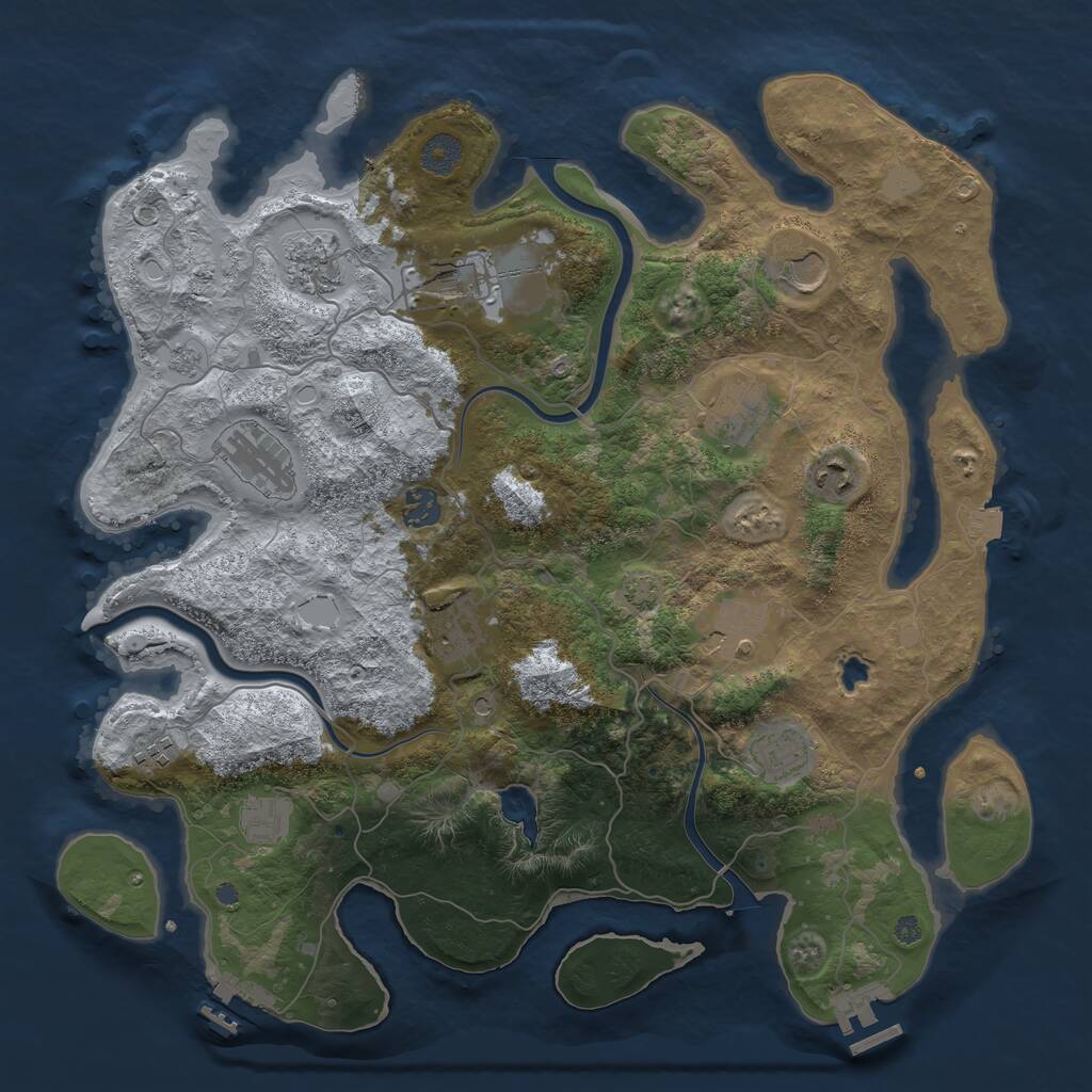 Rust Map: Procedural Map, Size: 4000, Seed: 1832837601, 17 Monuments