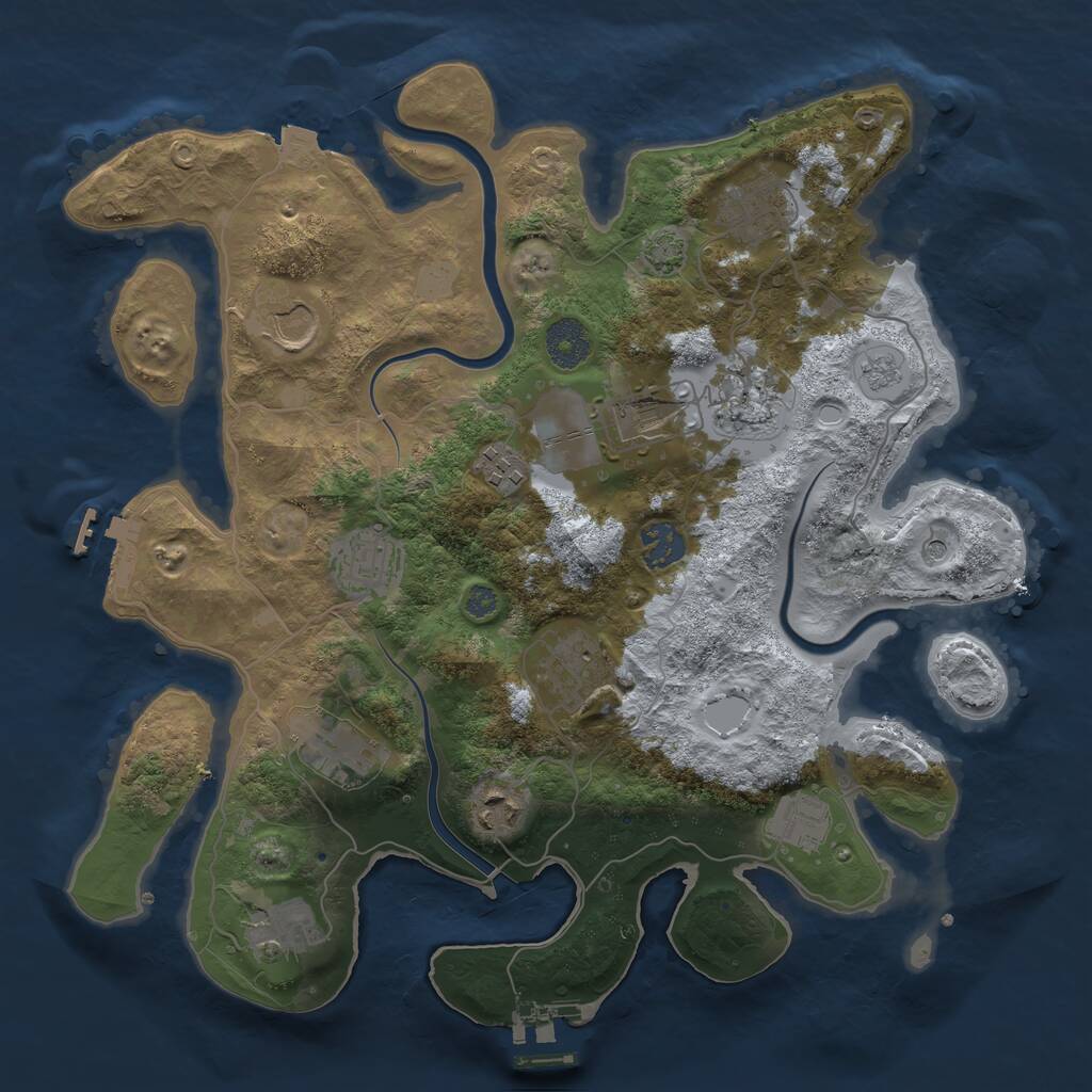 Rust Map: Procedural Map, Size: 3500, Seed: 1862081922, 19 Monuments