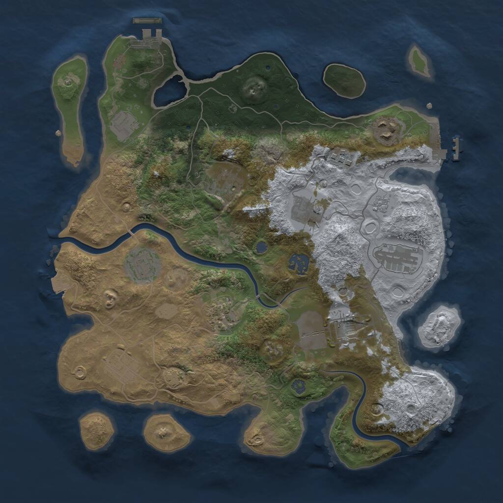 Rust Map: Procedural Map, Size: 3500, Seed: 1363681951, 18 Monuments