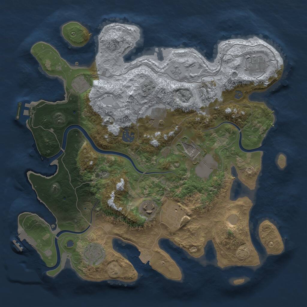 Rust Map: Procedural Map, Size: 3500, Seed: 236923475, 15 Monuments