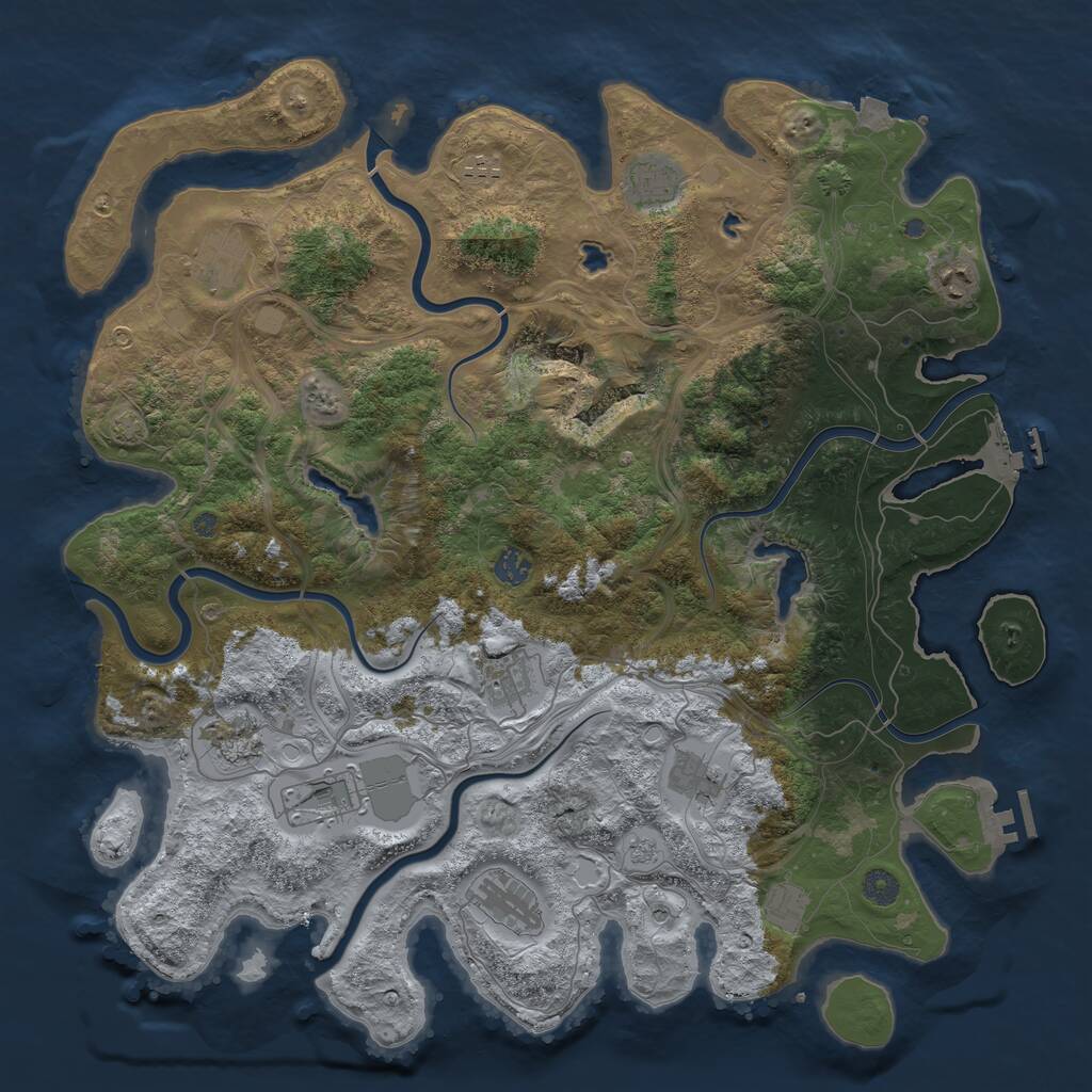 Rust Map: Procedural Map, Size: 4500, Seed: 2000244314, 16 Monuments