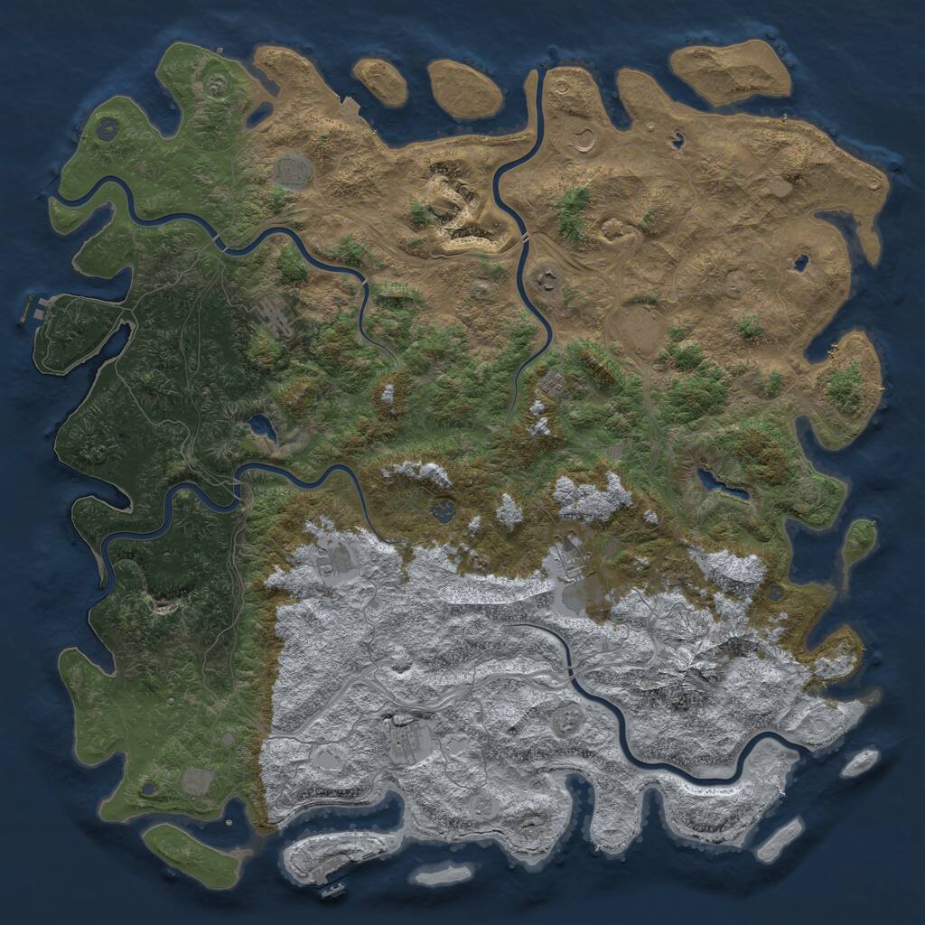 Rust Map: Procedural Map, Size: 6000, Seed: 1254272644, 19 Monuments