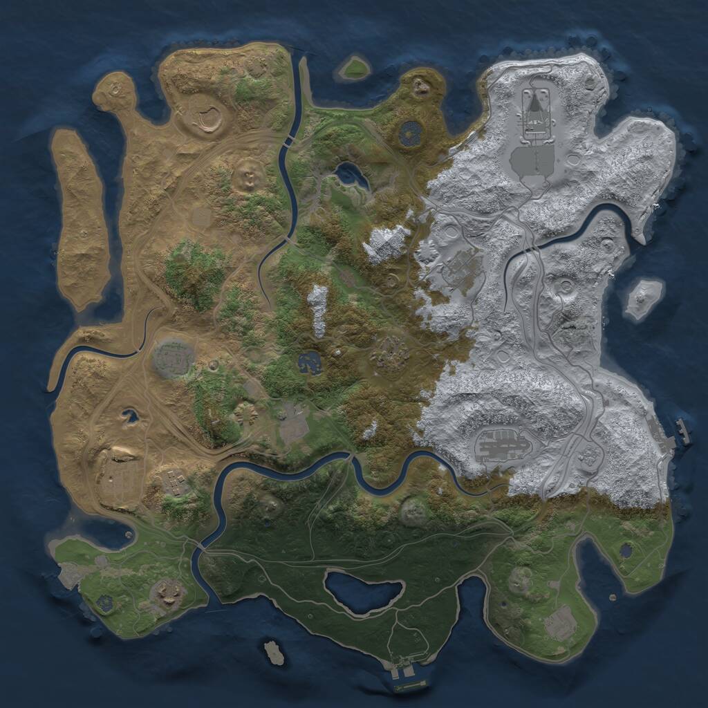Rust Map: Procedural Map, Size: 4250, Seed: 1083495306, 17 Monuments