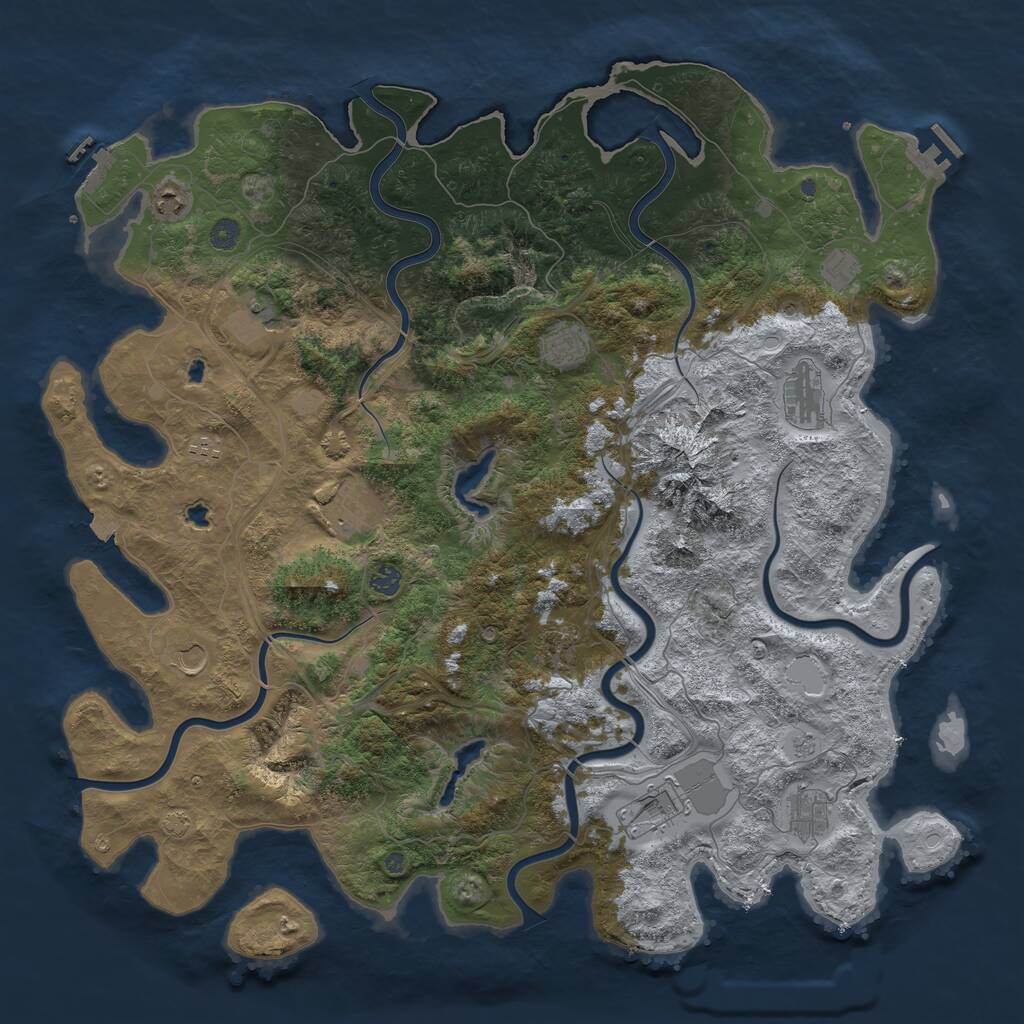 Rust Map: Procedural Map, Size: 5000, Seed: 1866627053, 19 Monuments