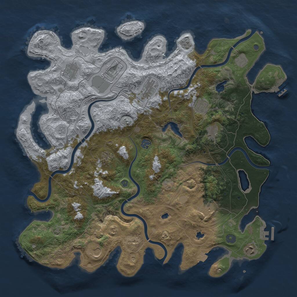 Rust Map: Procedural Map, Size: 4500, Seed: 1732279175, 17 Monuments