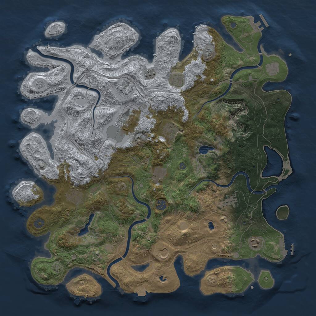 Rust Map: Procedural Map, Size: 4500, Seed: 705372729, 17 Monuments