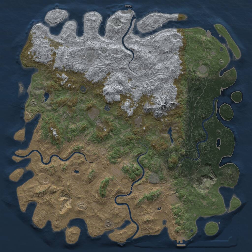 Rust Map: Procedural Map, Size: 6000, Seed: 725730864, 19 Monuments