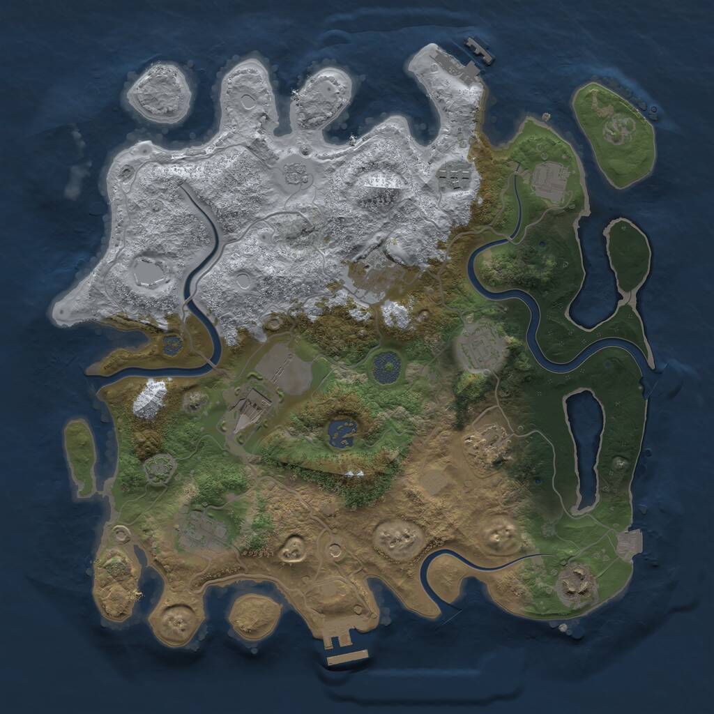 Rust Map: Procedural Map, Size: 3500, Seed: 32158090, 14 Monuments