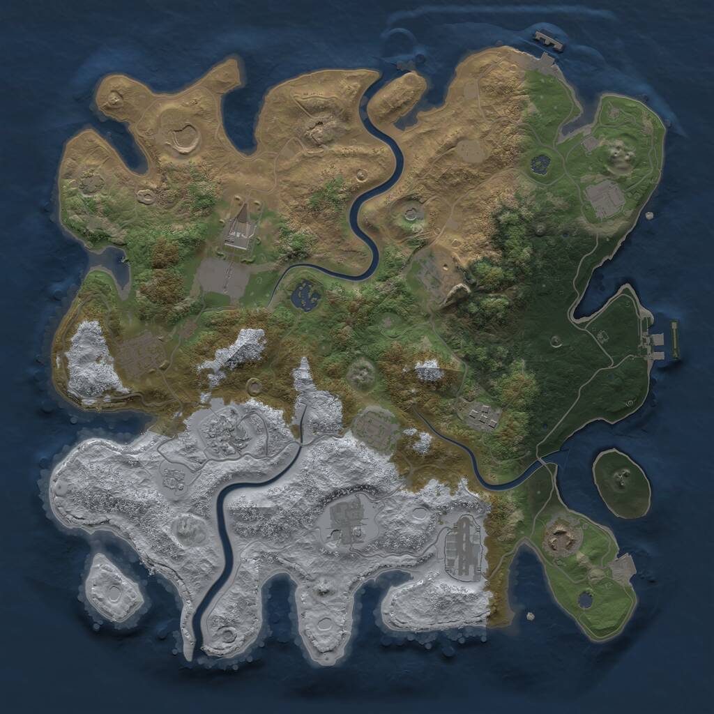 Rust Map: Procedural Map, Size: 3700, Seed: 577855220, 19 Monuments
