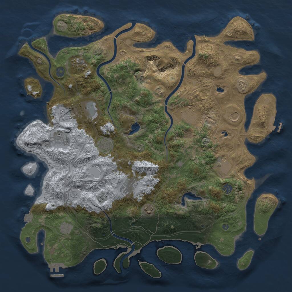 Rust Map: Procedural Map, Size: 4500, Seed: 672823215, 19 Monuments