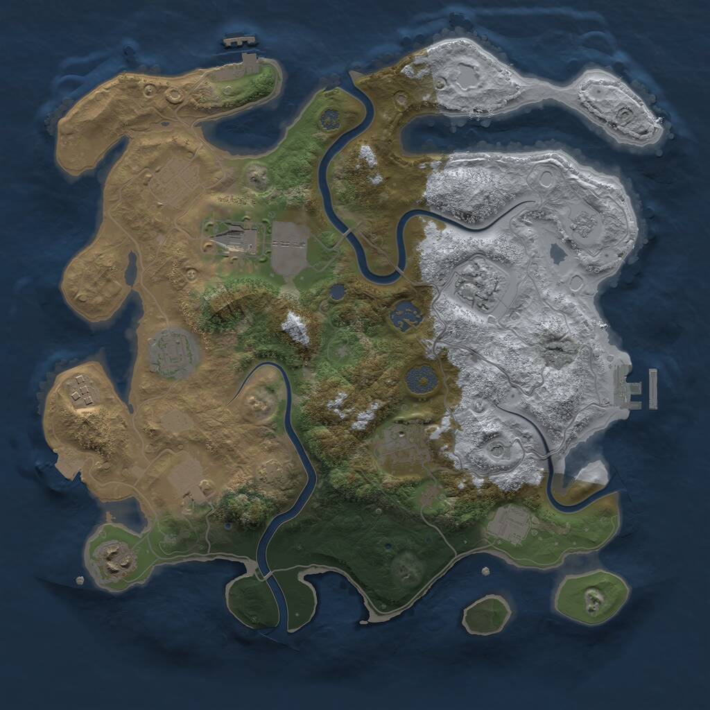 Rust Map: Procedural Map, Size: 3500, Seed: 457359979, 15 Monuments