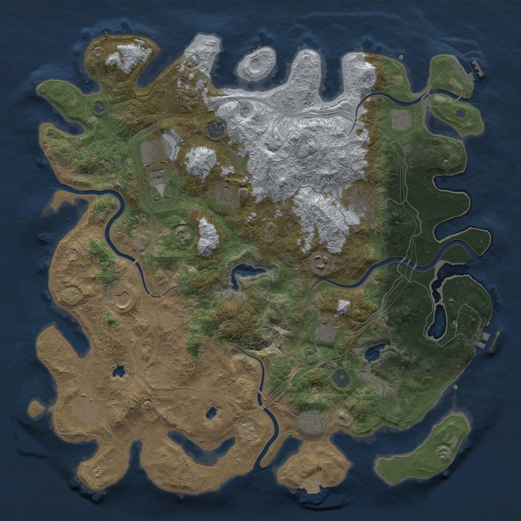 Rust Map: Procedural Map, Size: 4500, Seed: 255276, 17 Monuments