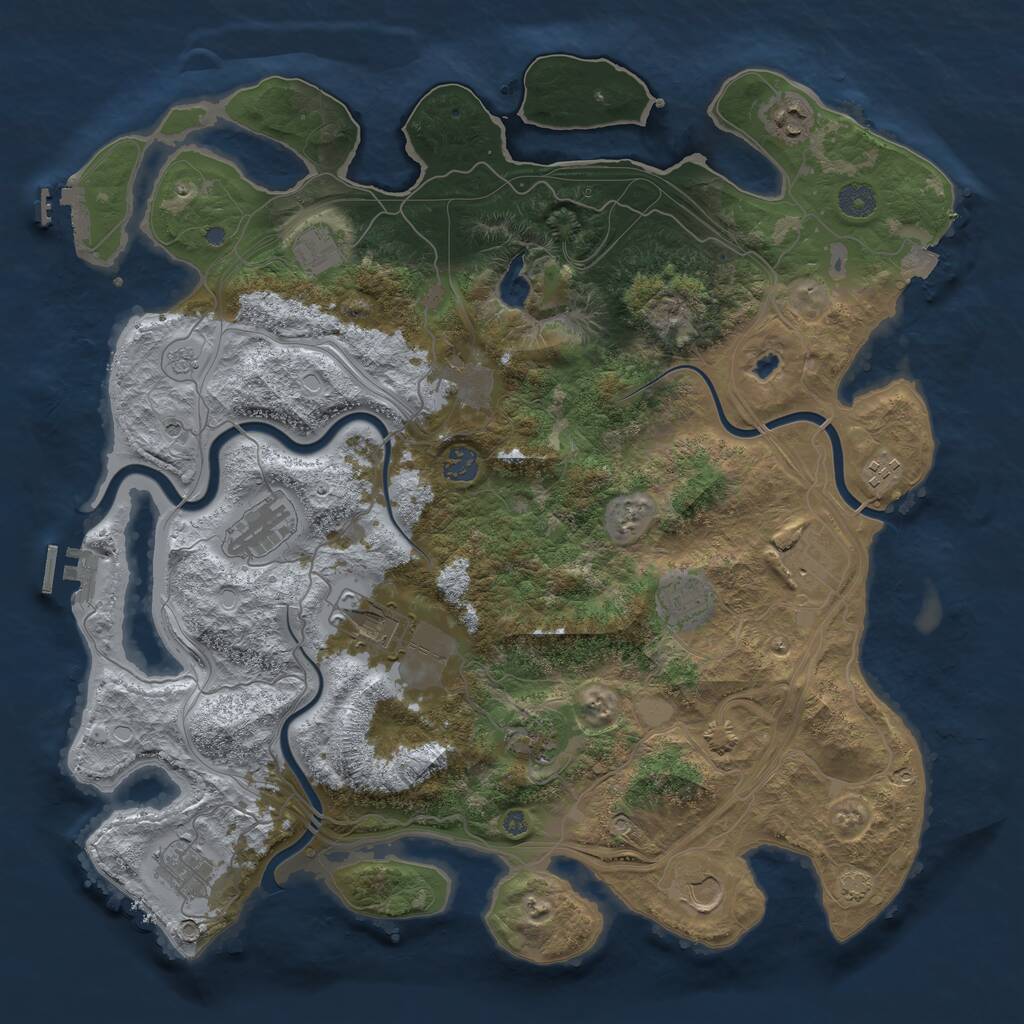 Rust Map: Procedural Map, Size: 4250, Seed: 1734042454, 19 Monuments