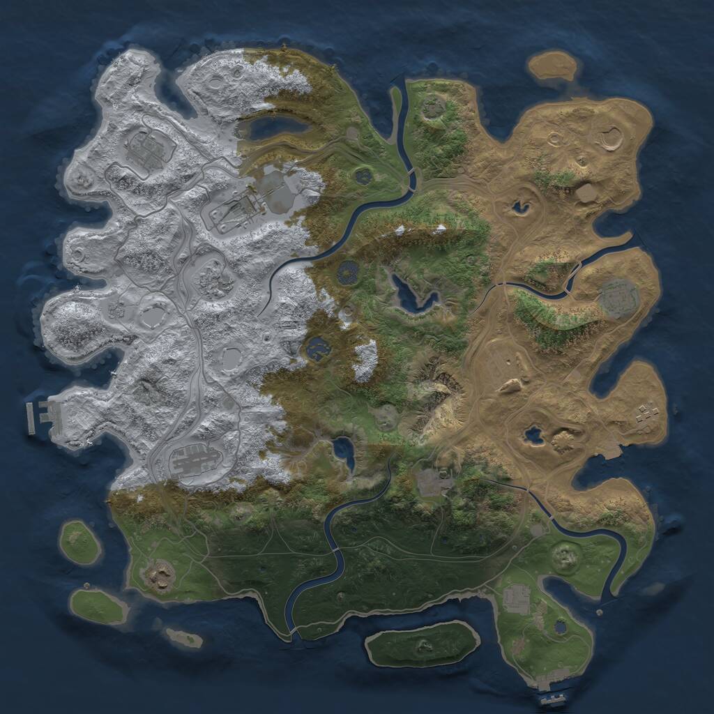 Rust Map: Procedural Map, Size: 4500, Seed: 1710962512, 17 Monuments