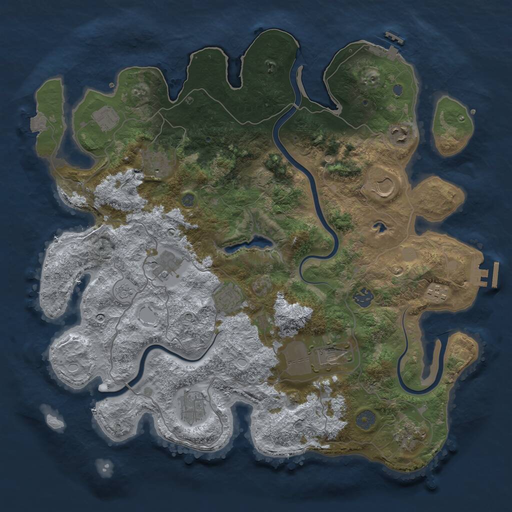 Rust Map: Procedural Map, Size: 4000, Seed: 43829, 18 Monuments