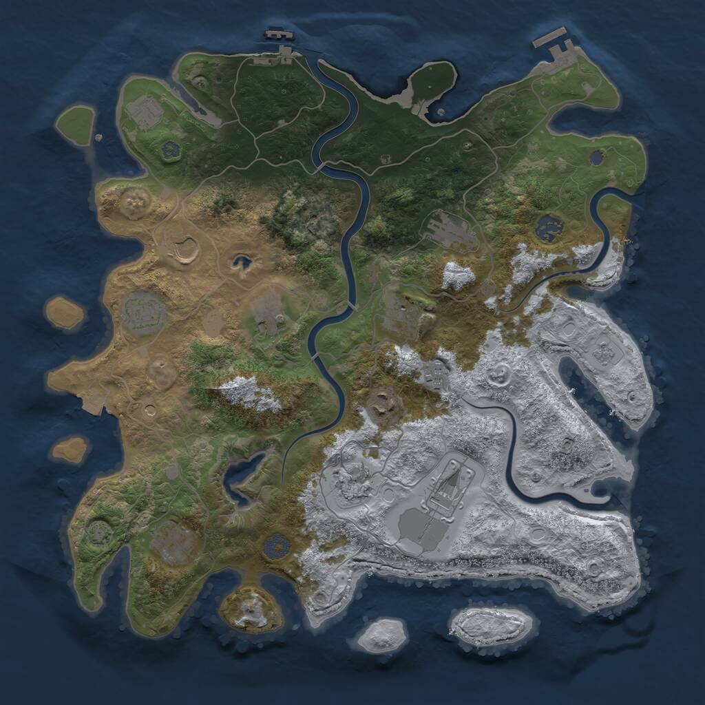 Rust Map: Procedural Map, Size: 4000, Seed: 823681111, 19 Monuments