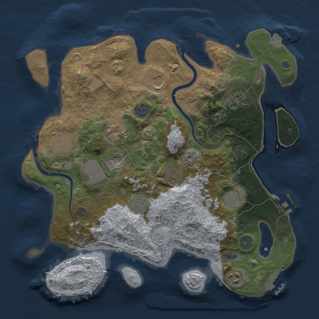 Rust Map: Procedural Map, Size: 3600, Seed: 2134635368, 18 Monuments