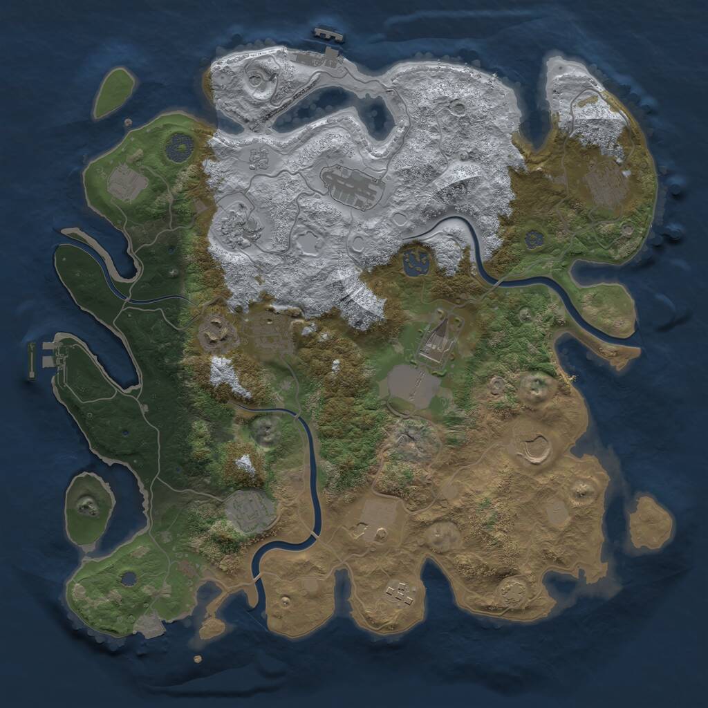 Rust Map: Procedural Map, Size: 3750, Seed: 102579975, 19 Monuments