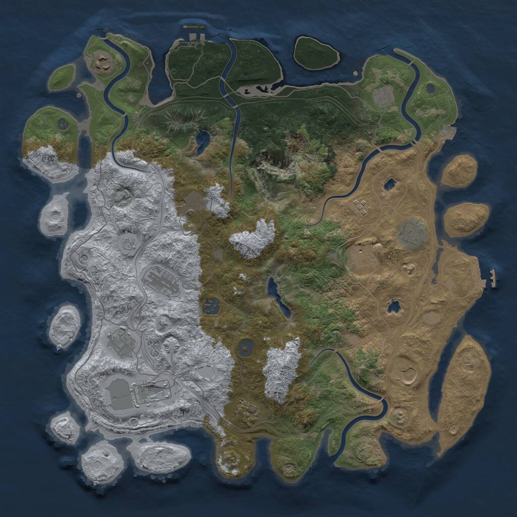 Rust Map: Procedural Map, Size: 4500, Seed: 1120034371, 19 Monuments