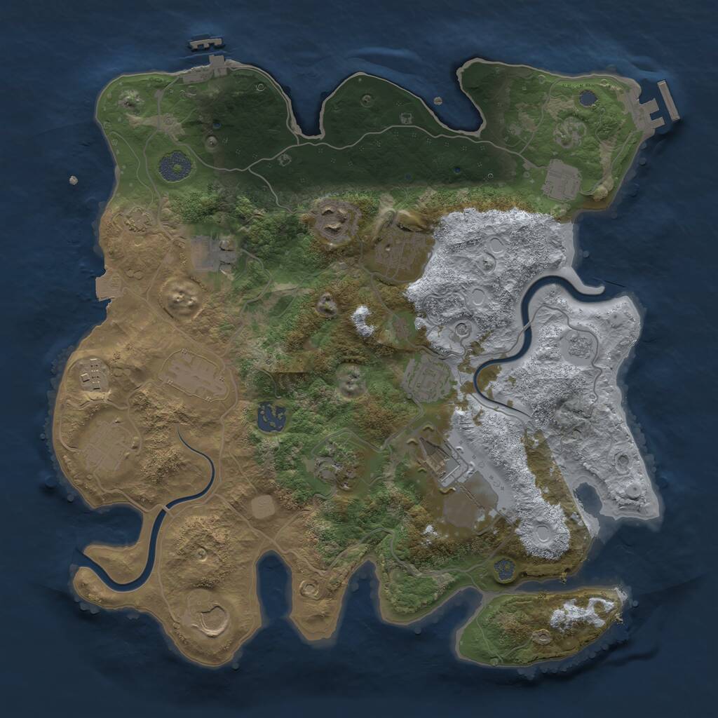 Rust Map: Procedural Map, Size: 3500, Seed: 2041643701, 17 Monuments