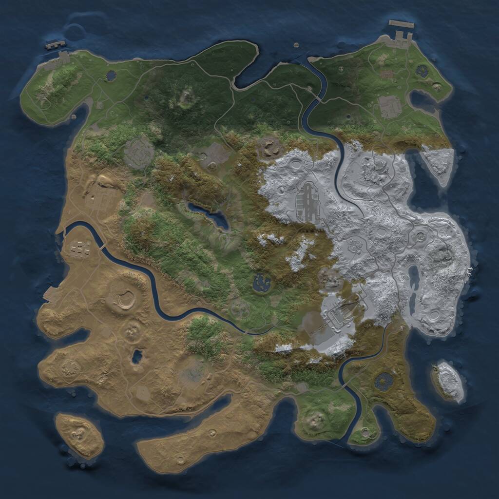 Rust Map: Procedural Map, Size: 4000, Seed: 1150207655, 19 Monuments