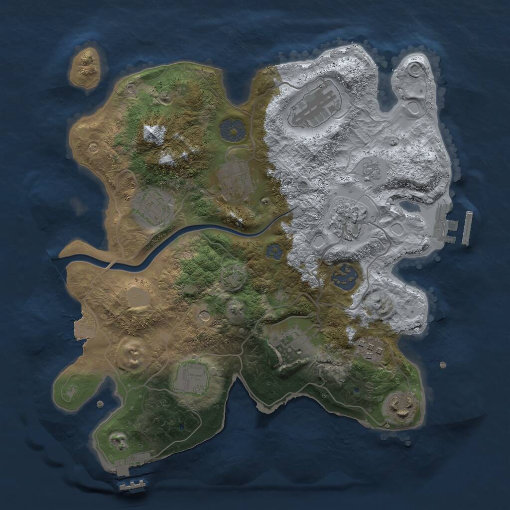 Rust Map: Procedural Map, Size: 3000, Seed: 607044141, 16 Monuments